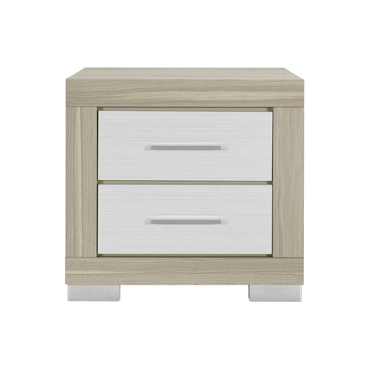 Elsa - 2 Toned Nightstand With Bar Handle And Spacious Drawers