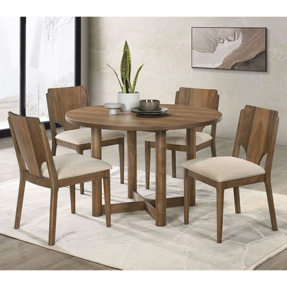 Graham - 5 Piece Round Dining Table Set - Walnut