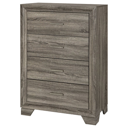 Funston - 4 Drawer Chest Of Drawers With Bar Handles - Brown Oak