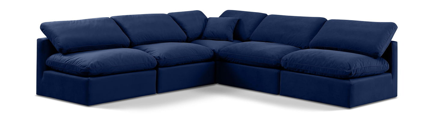 Indulge - Velvet 5 Piece Modular Corner Armless Sectional