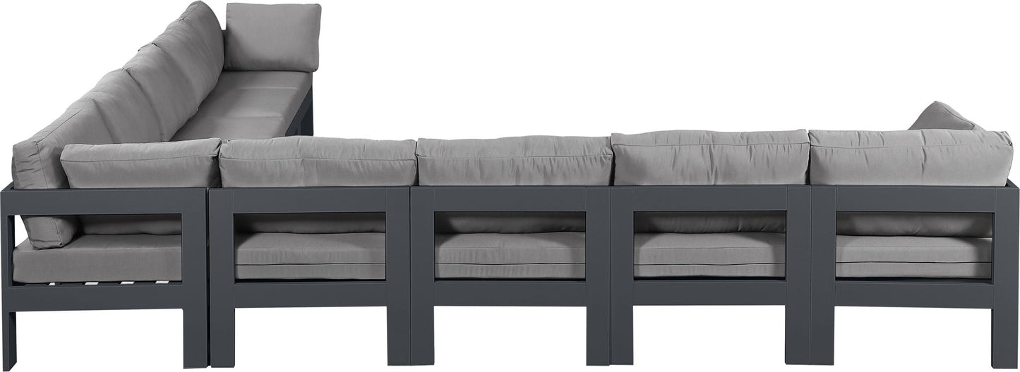 Nizuc - Outdoor Patio 9 Piece Modular Sectional With Gray Frame