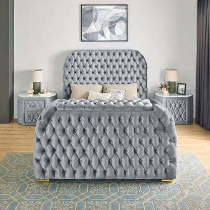 Natalia - King Upholstered Bed With Decking Board Set - Gray