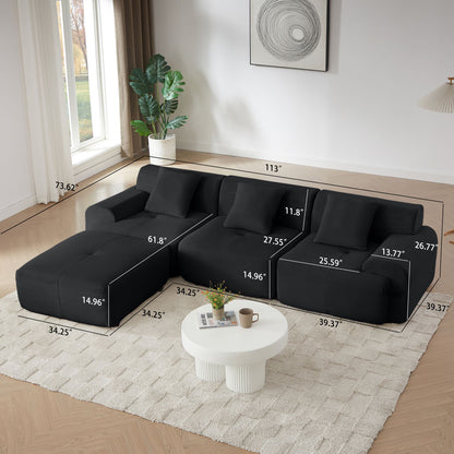 L Shaped Modular Sectional Sofa And Movable Ottoman