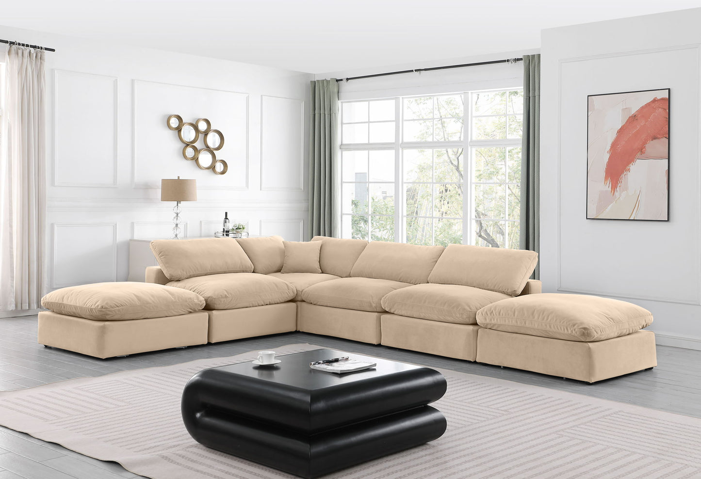Comfy - 6 Piece Velvet Modular Sectional