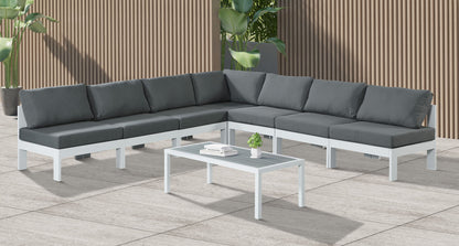 Nizuc - Outdoor Patio 7 Piece Modular Sectional With White Frame