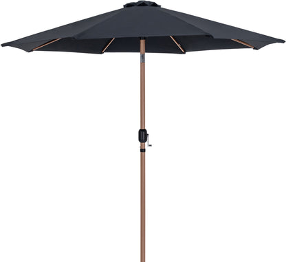 Fiji - Aluminum Patio Umbrella With Round White And Teak Base