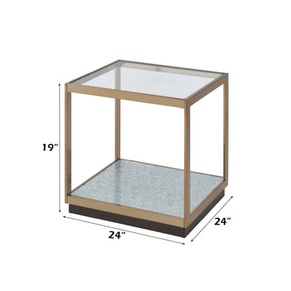 Kaia - End Table - Glass & Gold