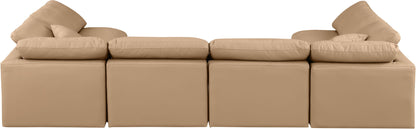 Indulge - Faux Leather 6 Piece Modular U-Shaped Sectional - Tan