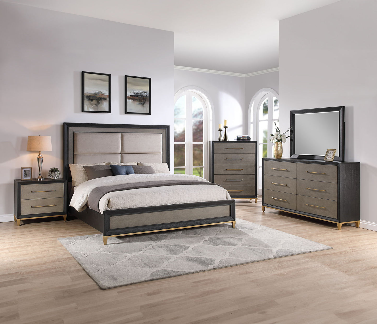 Payson - Queen 5 Piece Bedroom Set - Black / Gray