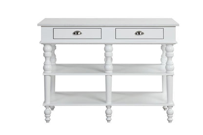 Rorratt - Kitchen Island - Marble Top & White