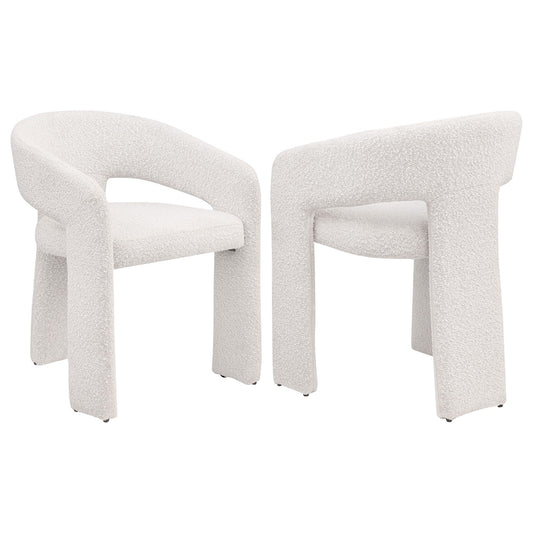 Cedral - Upholstered Dining Side Chair With 3 Legged Design - Cream