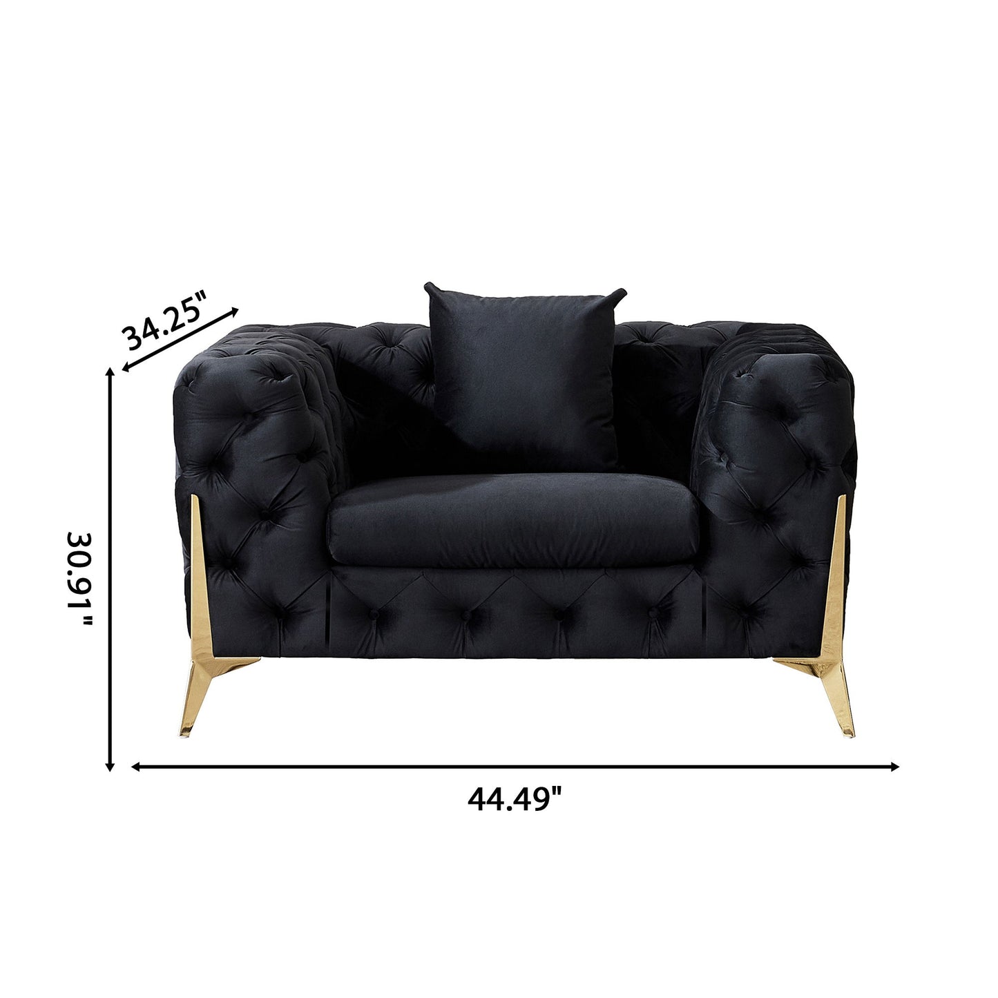 Accent Chair With Diamond Button Tufting, Matching Throw Pillow