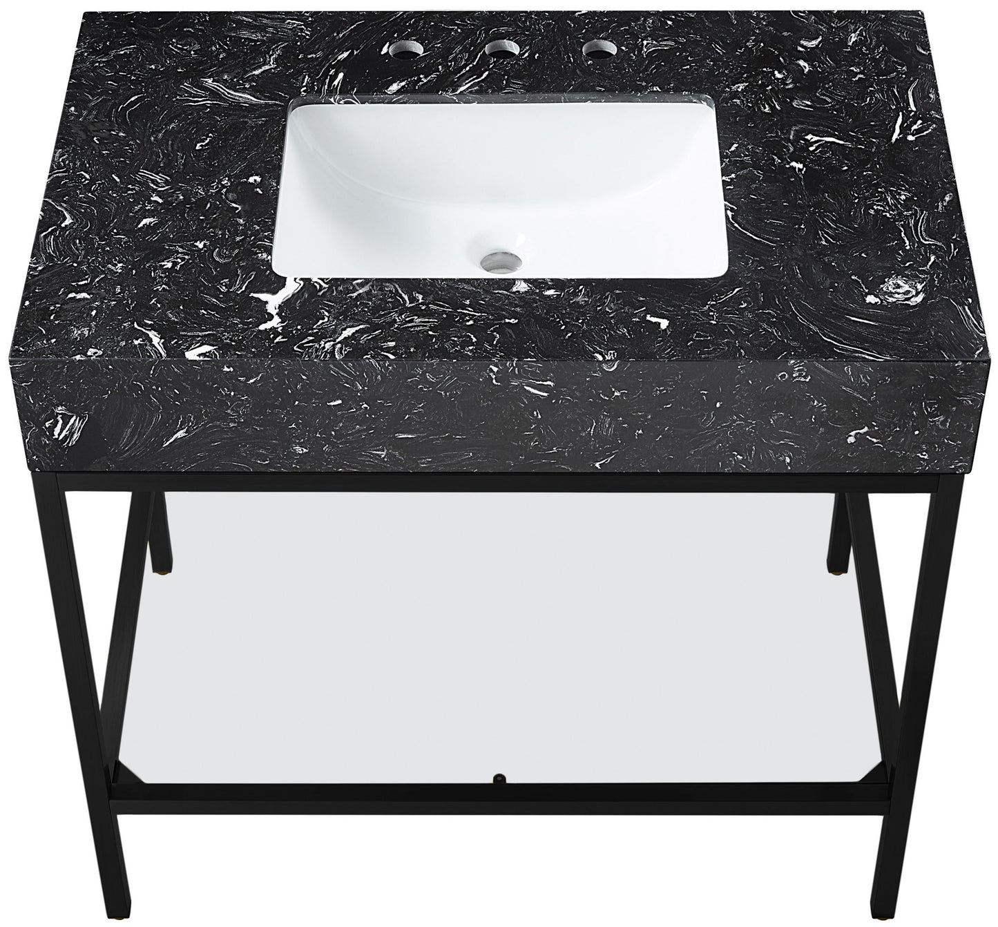 Marmo - Engineered Marble Bathroom Vanity With Black Base