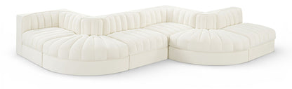 Rummi - Rounded Velvet Performance Fabric Upholstered 6 Piece Modular Sectional