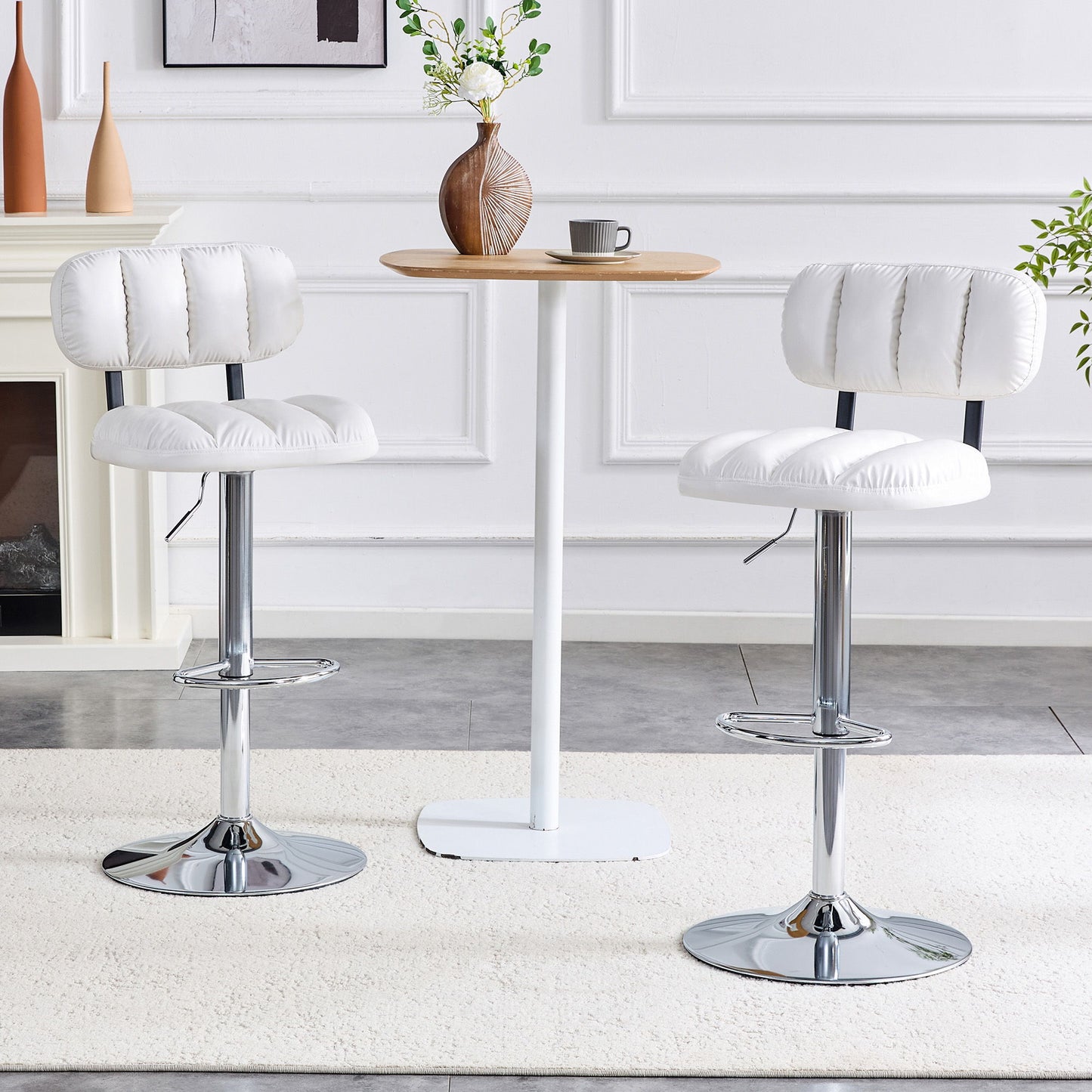 Adjustable Height Bar Stools With Footrest For Kitchen Island (Set of 2)