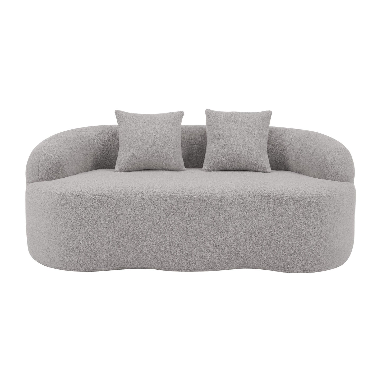 Curved Loveseat Sofa With Round Armrest