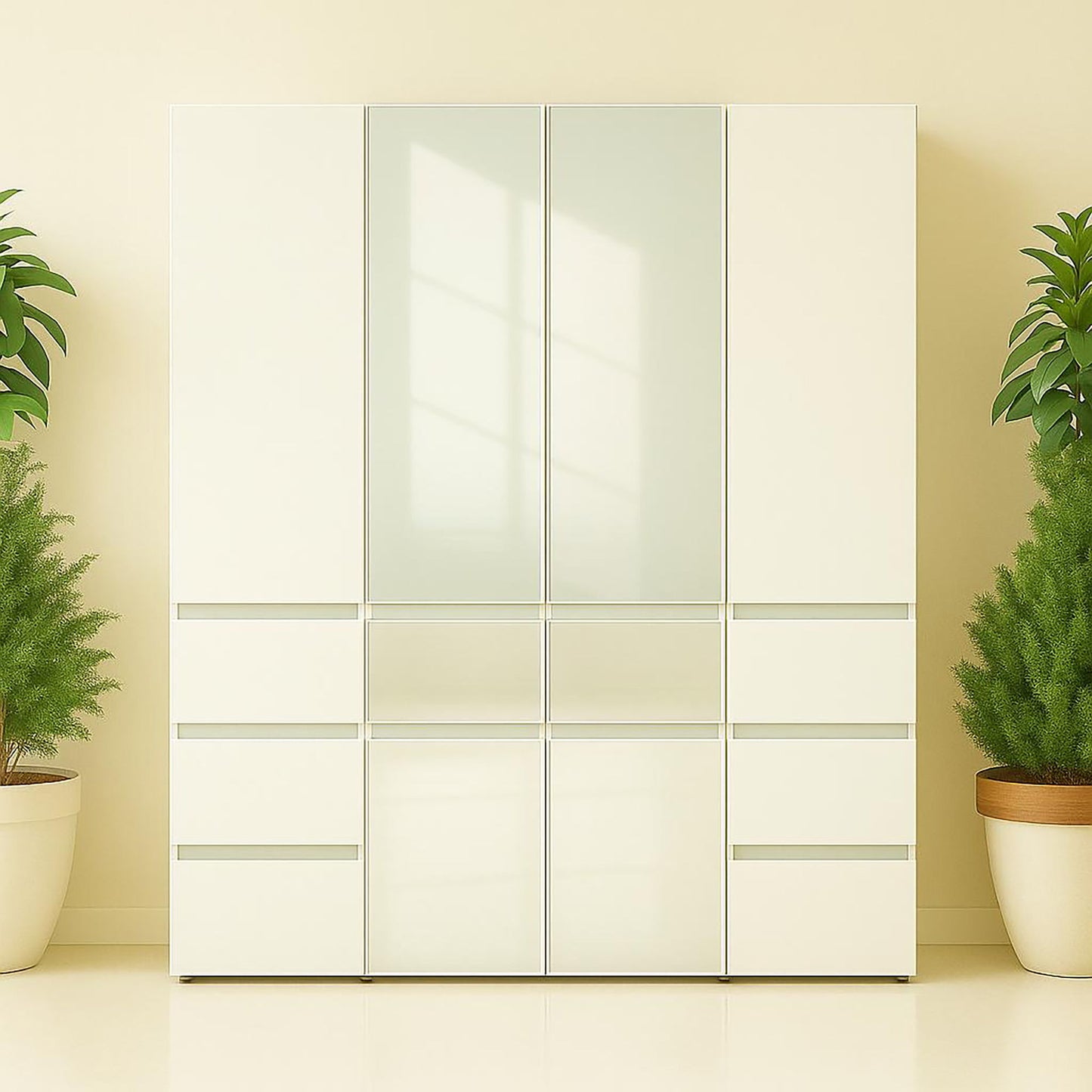 Elise - Modular Closet System With Mirror And Customizable Storage - White