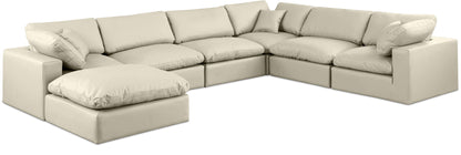 Comfy - 7 Piece Faux Leather Modular Sectional With Chaise
