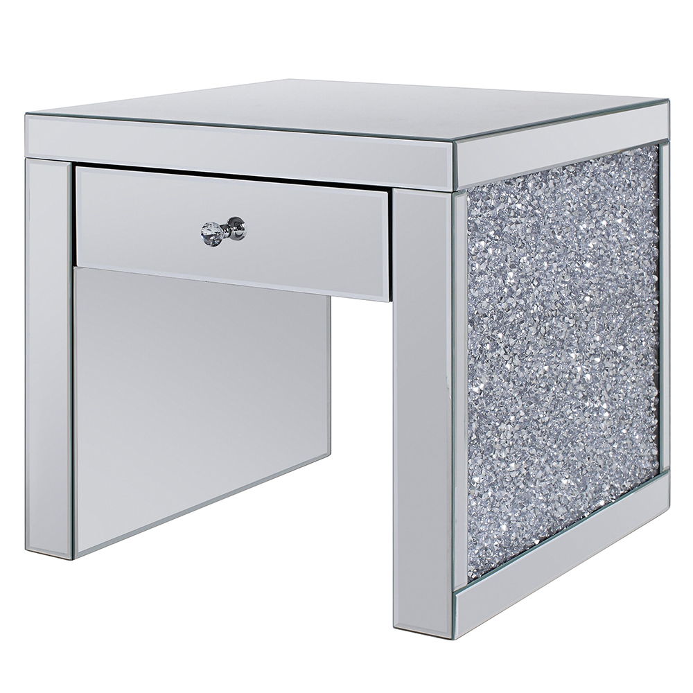 Noralie - 24" Square End Table - Mirrored & Faux Diamonds
