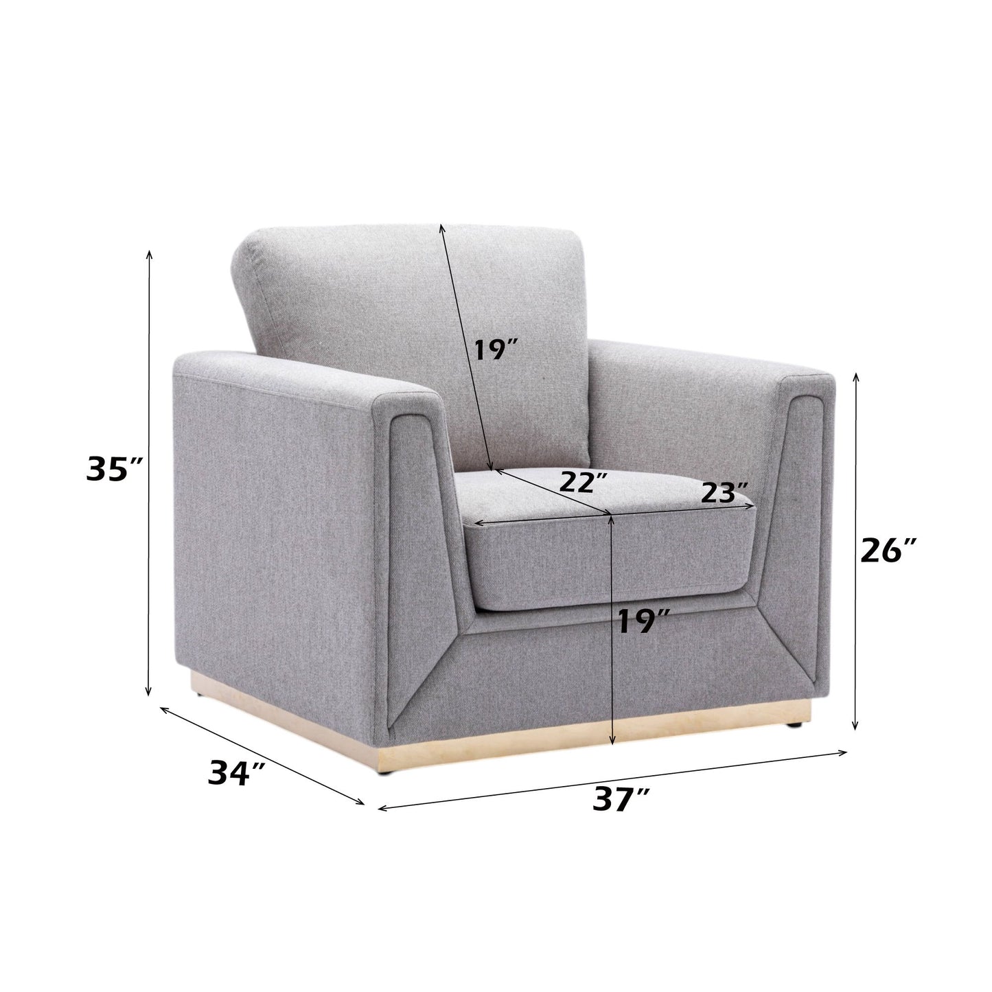 Valin - 3 Piece Living Room Set Meeting Room And Small Apartment Sofa Loveseat Chair - Gray