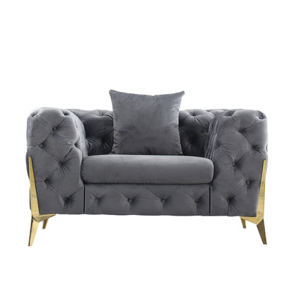 Accent Chair With Diamond Button Tufting, Matching Throw Pillow
