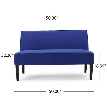 Contemporary Loveseat With Upholstered Fabric And Birch Wood Legs