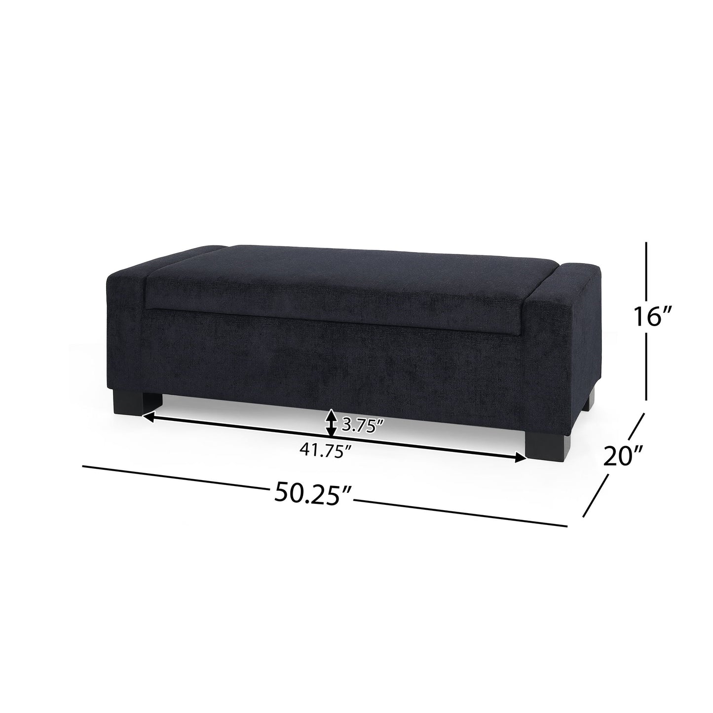 Textured Fabric Ottoman Bench With Hinged Lid