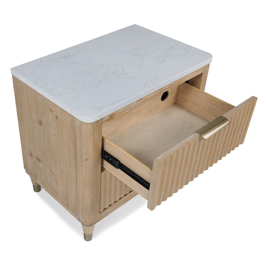 Nightstand With Accented Hardware - Natural Wood