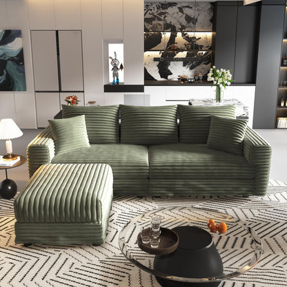 Convertible Deep Seat Sofa With Soft Pillows And Ottomans