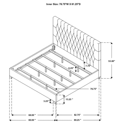 Copper - Eastern King Panel Bed With Tufted Design - Oatmeal