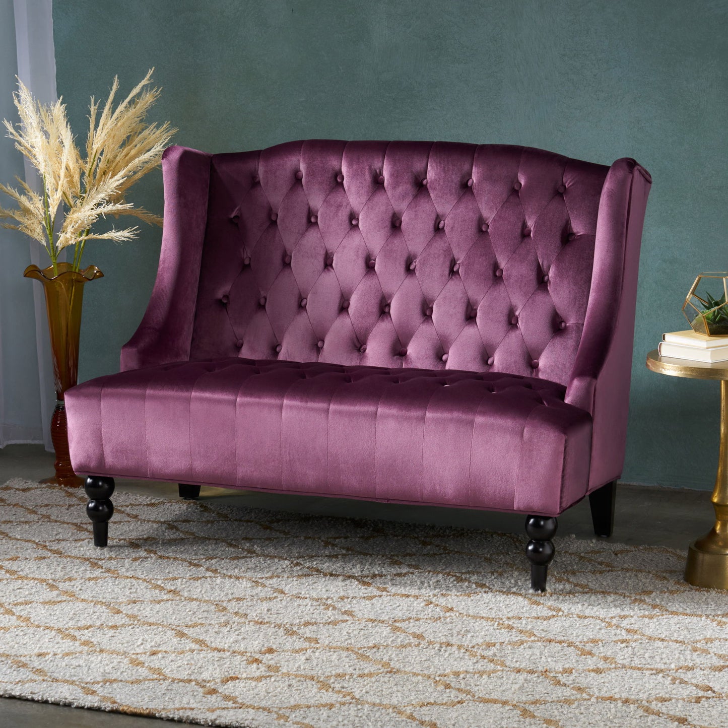 Nurturing - Upholstered Loveseat With Wing Back And Diamond Tufting
