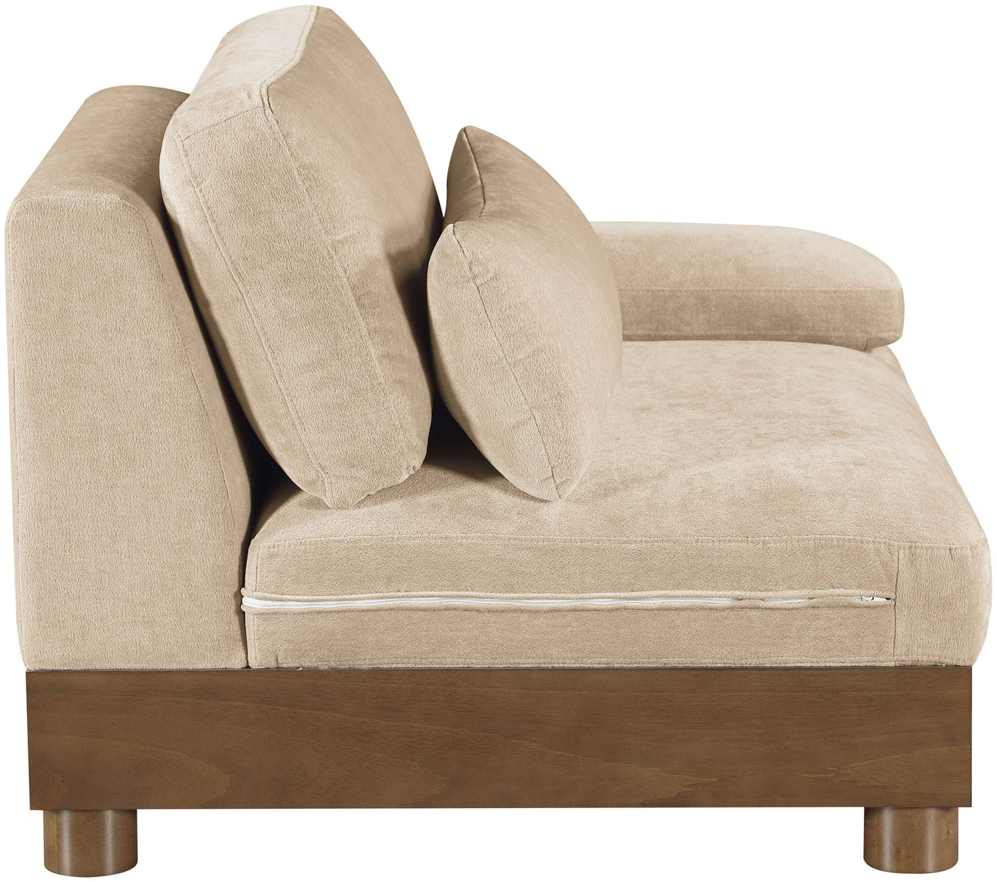 Turin - Chenille Fabric Upholstered Modular Arm Chair - Walnut Base