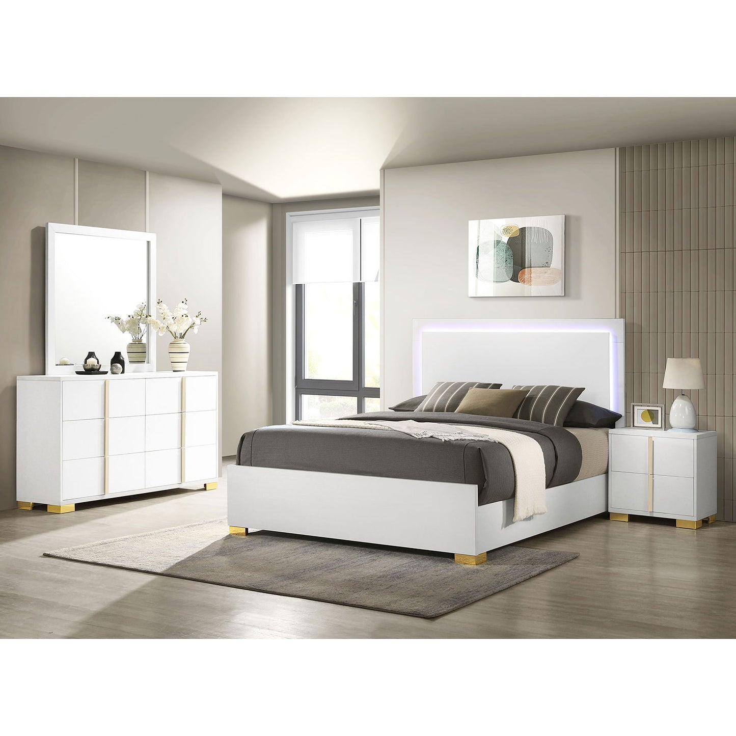 Jeremiah - 4 Piece Bedroom Set With LED Headboard