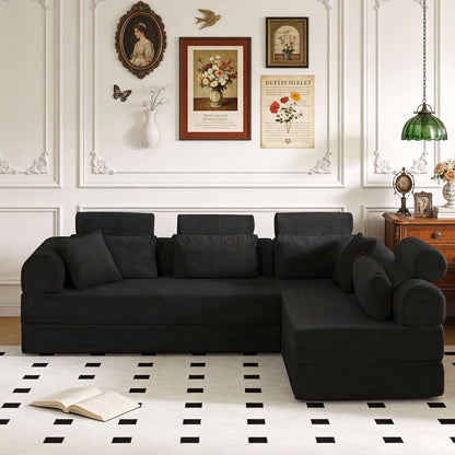 Modern L-Shape Modular Sectional Sofa, Compressed Design