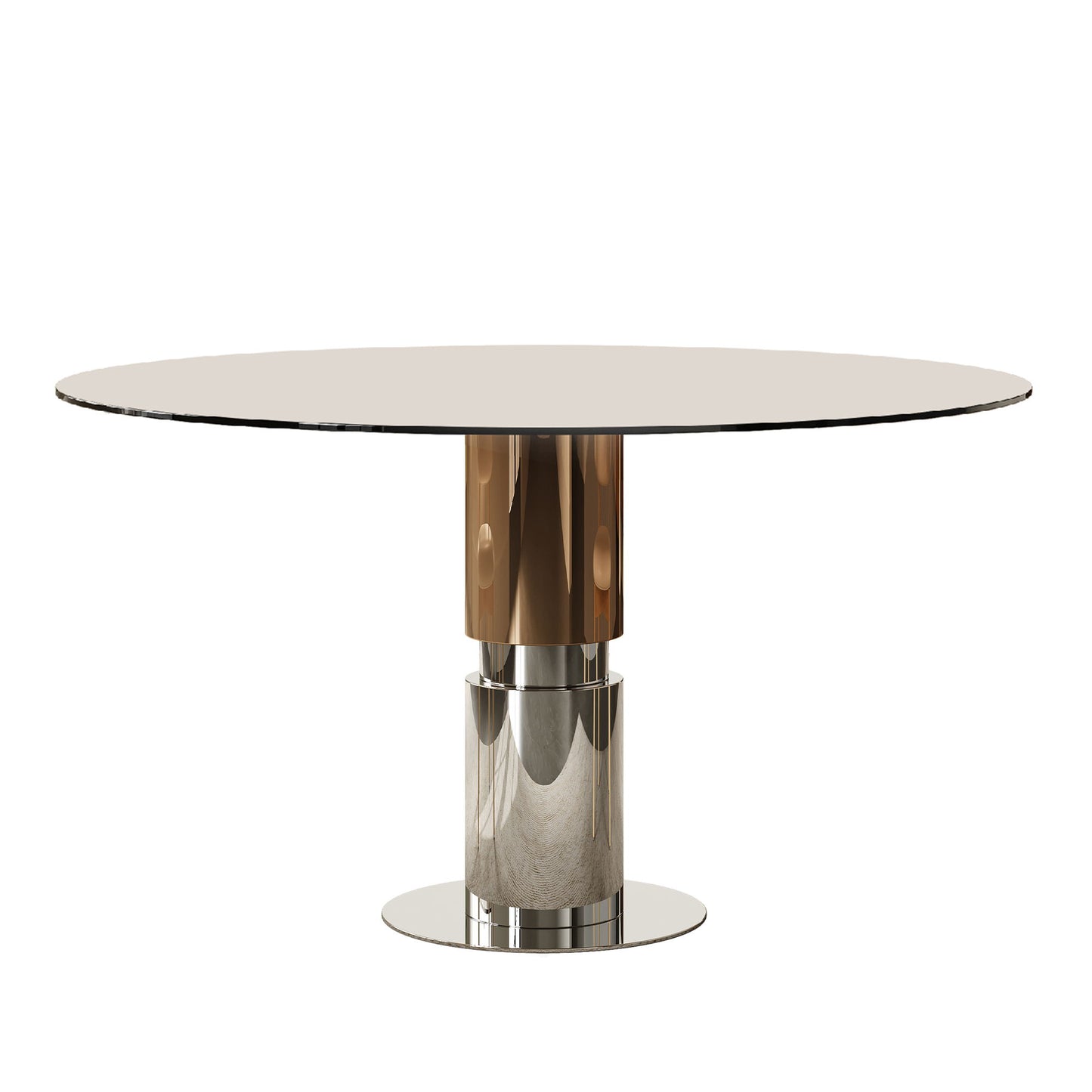 Round Glass Dining Table, Suitable For 2 - 4 People - Brown