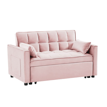 Modern Convertible Loveseat Futon Sofa With Pullout Bed, Reclining Backrest