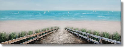 Seaside Boardwalk Serenity - 20" x 60" Framed Wall Art
