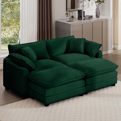 Modern Oversized Modular Cushion Sofa With Ottoman, Low Back, Deep Seating Sofa Set