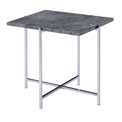 Adelae - End Table - Faux Marble Top & Chrome