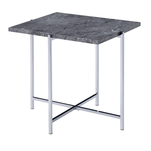 Adelae - End Table - Faux Marble Top & Chrome