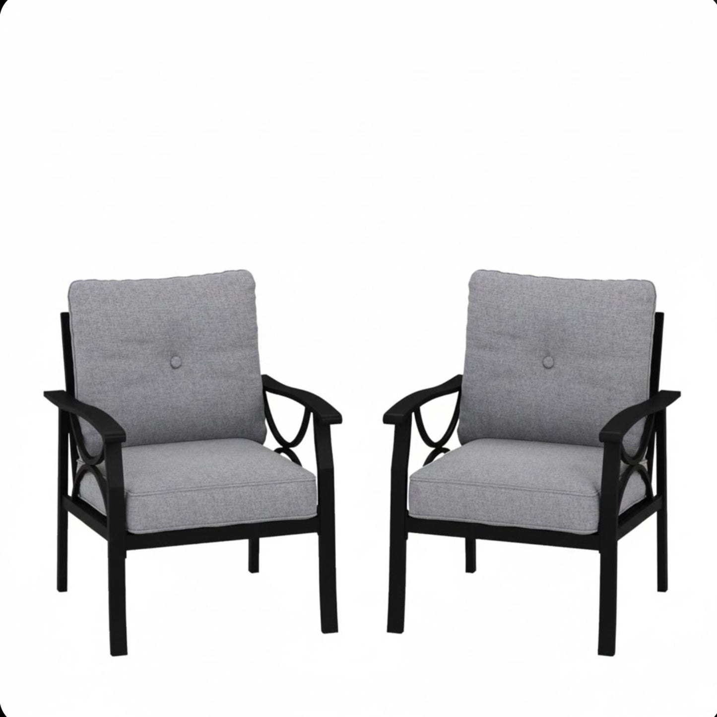 All-Weather Armchairs With Cushions, Modern Sculptural Design (Set of 2)