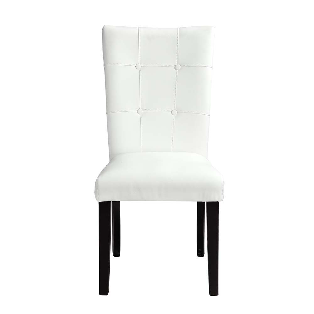 Hussein - Side Chair (Set of 2) - White Synthetic Leather & Black