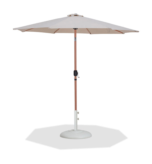 Fiji - Aluminum Patio Umbrella With Round White And Teak Base