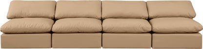 Indulge - Faux Leather 4 Piece Modular Armless Sofa - Tan
