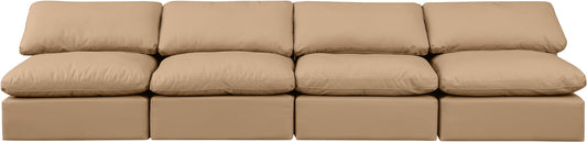 Indulge - Faux Leather 4 Piece Modular Armless Sofa - Tan