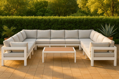 Nizuc - Outdoor Patio 11 Piece Modular Sectional With White Frame