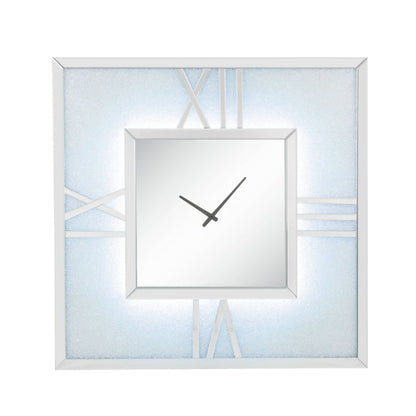 Noralie - Wall Clock With LED - Mirrored & Faux Diamonds