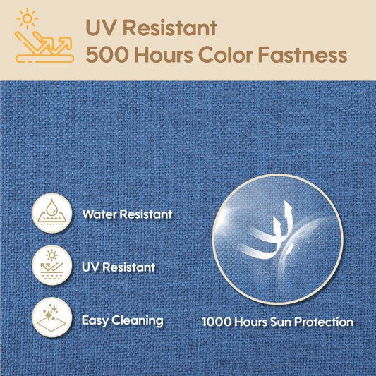 Outdoor Deep Seat Cushion Set Waterproof Fade Resistant Patio Furniture Cushions, Removable Covers, Adjustable Straps & Handles - Navy Blue