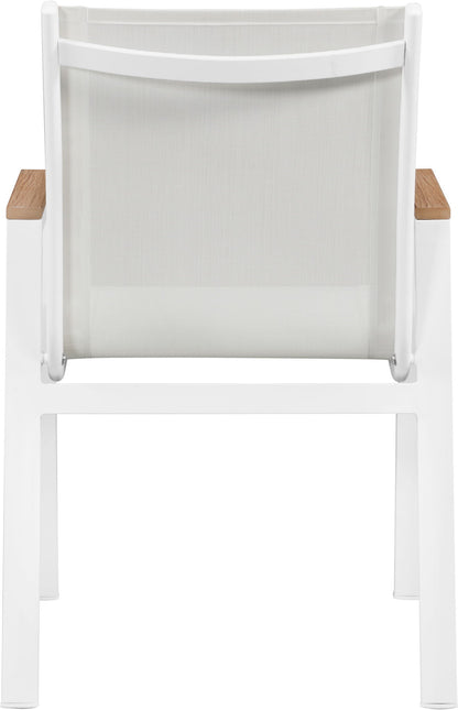 Nizuc - Outdoor Patio Dining Arm Chair With White Frame And Natural Arms (Set of 2)