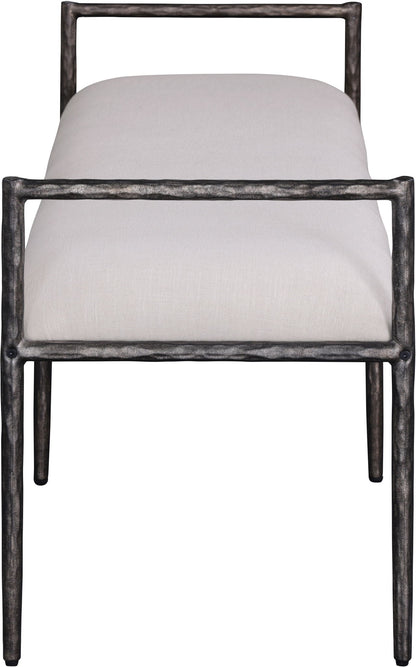 Axis - Linen Textured  Beige Fabric Upholstered Bench
